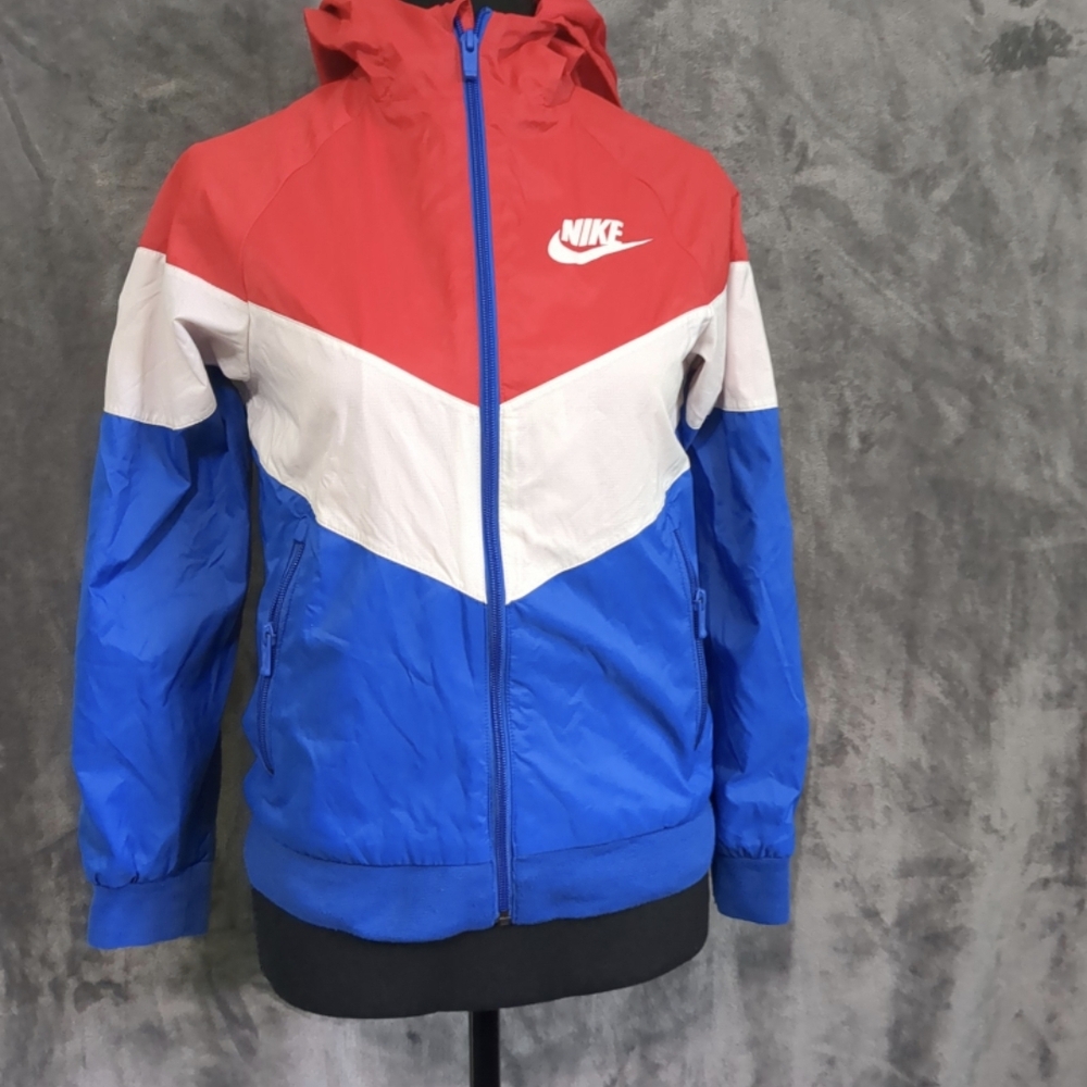 Nike Tri-Color Hooded Jacket in Red, White, and Blue